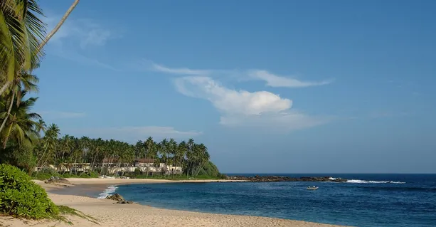 Palm-fringed beach at Tangalle, Sri Lanka