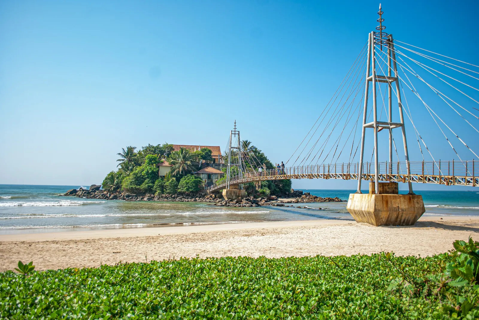 Coastline and island temple at Matara